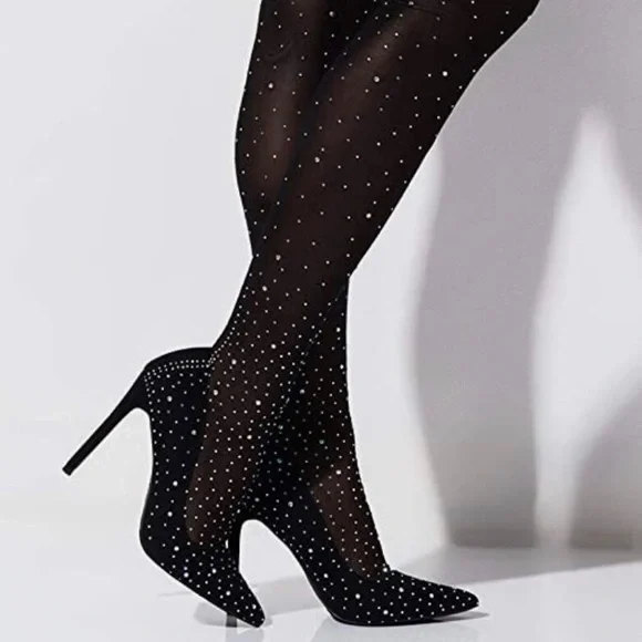 NWT Womens Fine Stretch Mesh Socks Fit Sparkly Sexy Pointed Toe